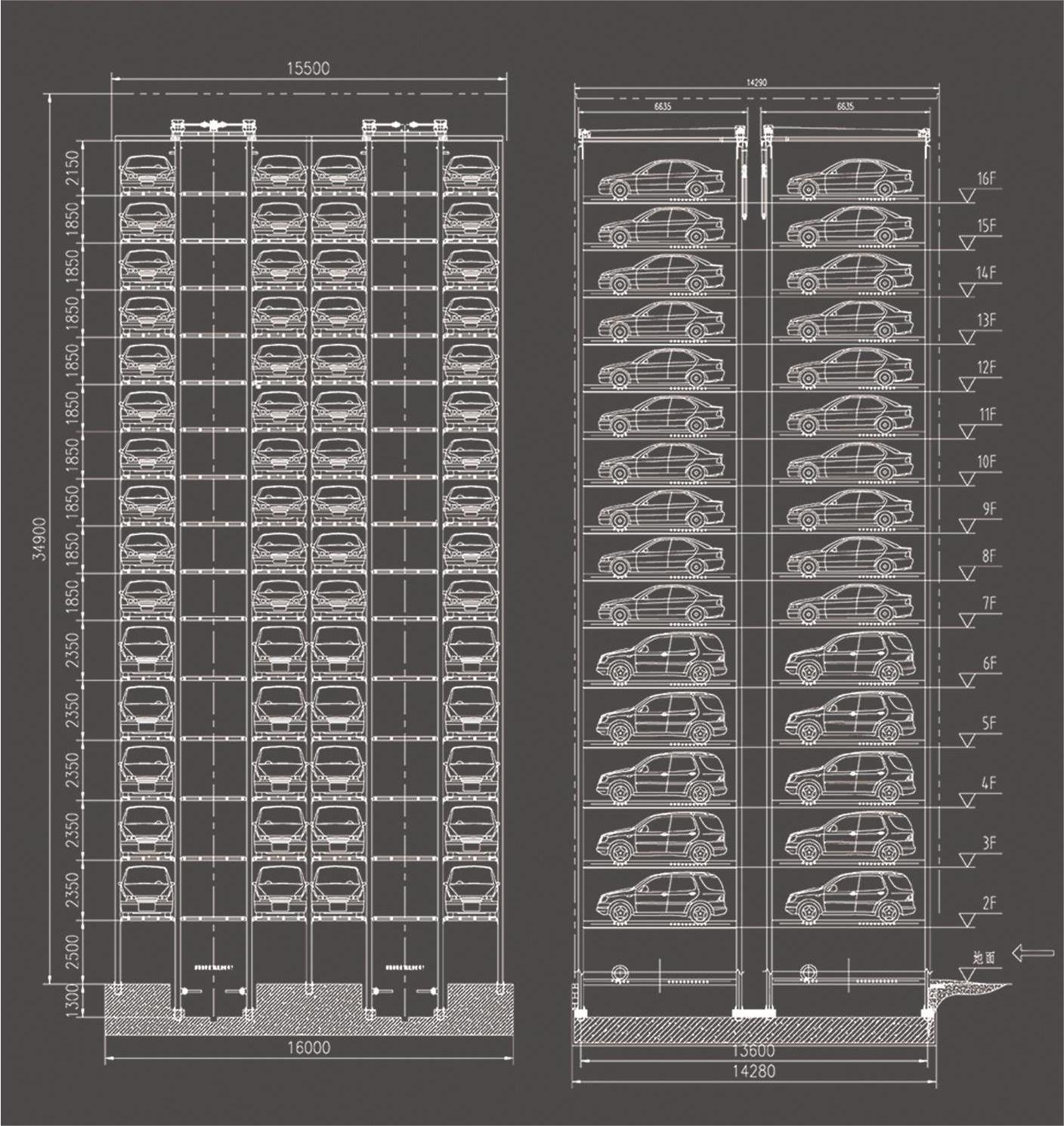 TowerTypeVerticalLiftingStereoGarage(MultipleTowerSingleEntryExit)